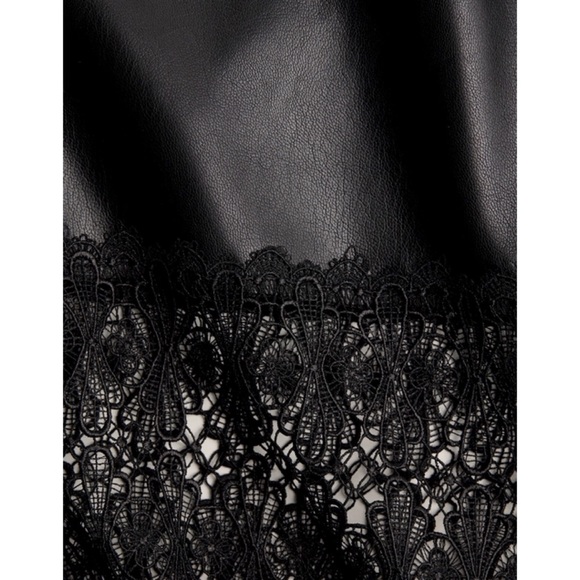 self-portrait Bermuda Faux Leather Lace Trim Shorts - Picture 8 of 10